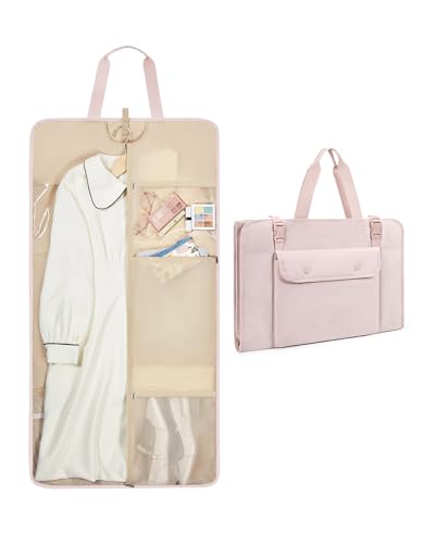 BAGSMART Garment Bags for Travel Suit Bag Foldable Carry on Garment Bags for Hanging Clothes Stylish Dress Bag Large Convertible Weekender Travel Bags for Women Men