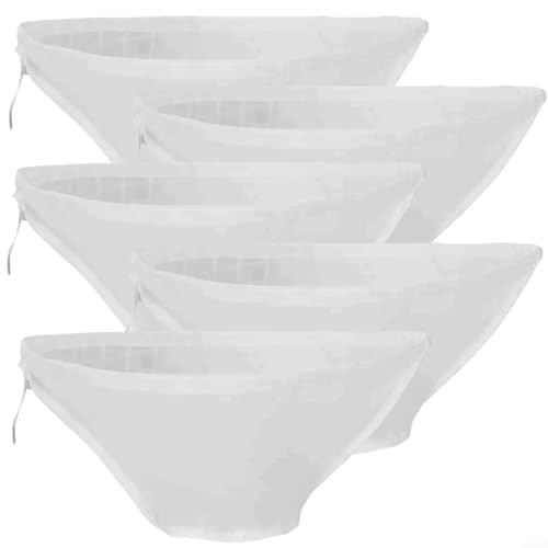 Paquete de 5 bolsas de nailon para colar alimentos, bolsas de malla reutilizables para leche de nueces, leche de soja, jugo, cocinar, hornear, tamaño grande, mediano y pequeño (52 x 18 x 18 cm)