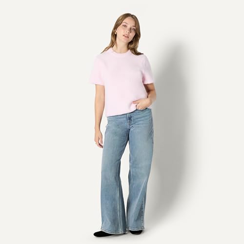 Image of Amazon Essentials Women's Relaxed-Fit Faux Mohair Short Sleeve Sweater Top