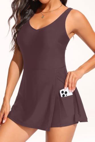 Image of Tempt Me Women's One Piece Swimdress - V Neck Tummy Control Swimsuit Modest Bathing Suit with Pockets 2026