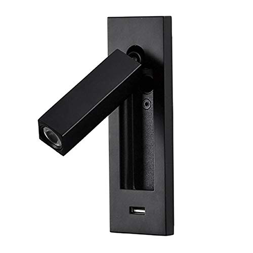 Appliques murales USB 2W liseuse encastrée noire 4000K tête réglable