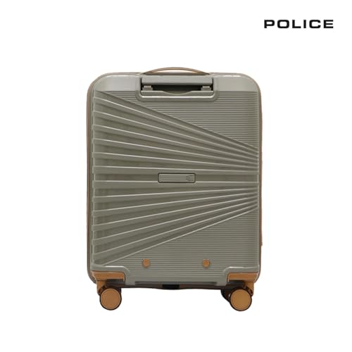 Image of Police Origine Cabin Trolley | 65L Capacity TSA Lock 8 Smooth 360 Spinner Wheels Telescopic Handle PP Hard Shell | Lightweight 20 inch Cabin Luggage for Travel & Weekend Trips (Beige /TAN) (Olive /Tan)