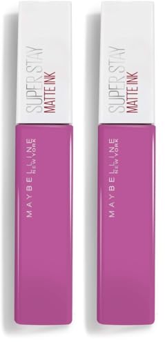 Maybelline New York, SuperStay Matte Ink, Pintalabios Mate de Larga Duración, Tono 35 - Creator, Morado Intenso (Paquete de 2)