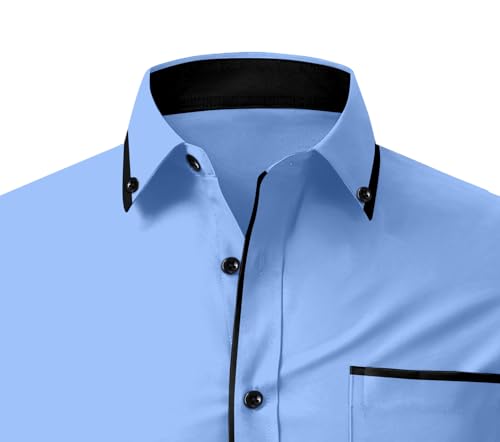 Image of Men's Regular Fit Casual Shirt, Solid Pattern, Slim Collar