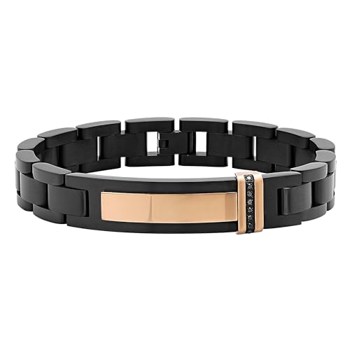 Men's Premium Stainless Steel -Accented ID Bracelets Collection - Hypoallergenic, Fold Over Clasp, Various Lengths