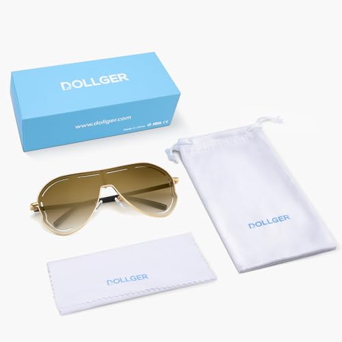 Dollger Oversized One-Piece Sunglasses women Retro shield Big Frame Metal Toad Hollow Men Flat Top UV Protection Sun Glasses4