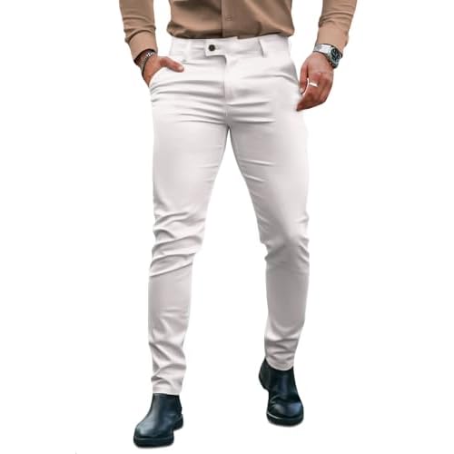 GINGTTO Mens Dress Pants Slim Fit Stretch Formal Pants for Men Black (Take One Size Down) 28W x 28L