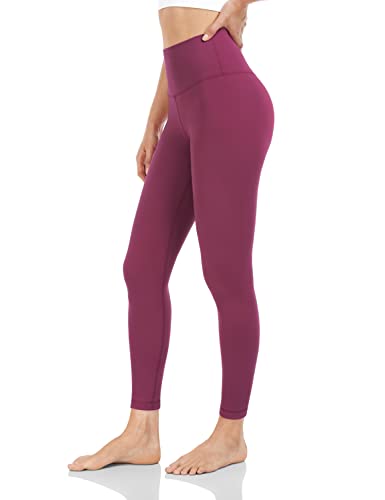 Heynuts Pure&Plain 7/8 High Waisted Leggings For Women, Hawthorn Athletic Compression Tummy Control Yoga Pants 25'' Vintage Plum S(4/6) #TOP3