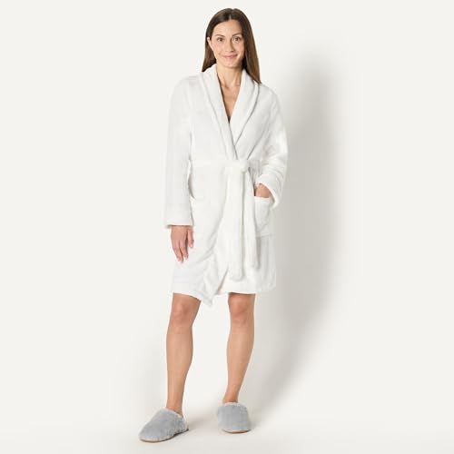 Image of Amazon Essentials Women's Mid-Length Plush Bath Robe, Loungewear (Available in Plus Size)