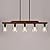 Dining Room Chandelier,5-Light Farmhouse Rustic Kitchen Island Light Fixtures,Linear Wood Chandeliers for Dining Table,Kitchen Hanging Light with Glass Shade UL Listed