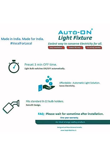 Image of Auto-ON PIR Motion Sensor Bulb Holder (Convert Any Bulb to Automatic) (Energy Saver) (Adjustable timer) Surge Protector- One Year Warranty - Pack of 1