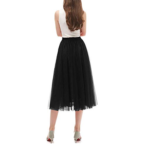 OBBUE Women's A Line Tulle Party Evening Tutu Skirts Tea Length4