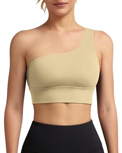 Image of Queenie Ke Womens One Shoulder Sports Bra Left Side Strap Yoga Bras Gym Training Workout Crop Tops