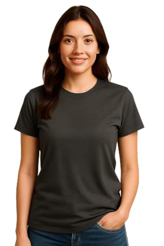 Image of Women's Solid Round Neck Half Sleeves Polyester T-Shirts, Moisture Wicking t-Shirt (Pack of 1)