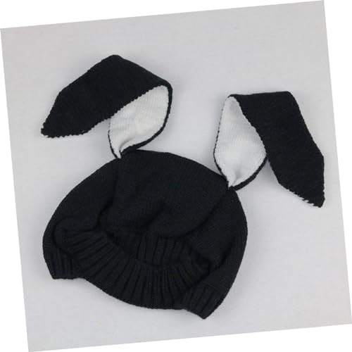 Boy Girl Hat Rabbit Ears Stretchy Boy Girl Cap Soft Warm Winter and Headwear Black3