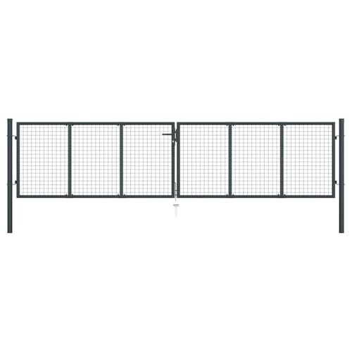 vidaXL Maschen-Gartentor verzinkter Stahl 400 x 75 cm Grau