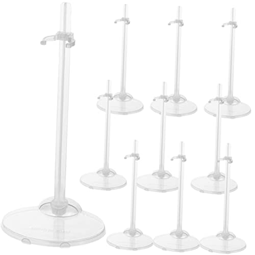 BESPORTBLE 10Pcs Transparent Doll Display Stands with Wide Base Plastic Doll Support Holders for Securely Holding Dolls for Desktop Shelf Cabinet Organization