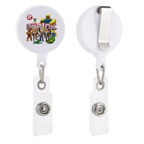 吊り下げ名札用リール ロブロックス リールキーホルダー 円形 名札ホルダー 伸縮タイプ 引き込み式 胸に固定 紛失防止 クリップ付き 社員証/定期入れ/パスケース用