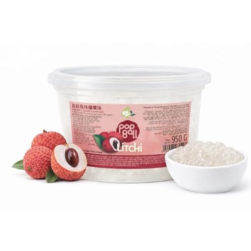 Bobo4T Popping Boba Lychee 950g – Fruchtperlen für Bubble Tea, POP Balls, Juice Balls, Cocktail, Dessert & Frozen Yogurt Topping