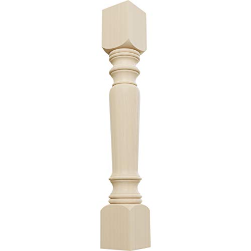 Ekena Millwork Col05X05X35Lerw Legacy Tapered Cabinet Column (Top Block: 6", Bottom Block: 7"), 5"W X 5"D X 35 1/2"H, Rubberwood #TOP9