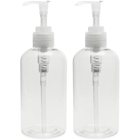 Plastic Bottles with Pump Dispenser, 8 oz. | Leak Proof, Empty, Crystal Clear Refillable Bottle, BPA-Free for Body Wash, Moisturizer, Face Cream, Liquid Soap, Massage Oil, with a Clear Pump, (2-Pack) Cover