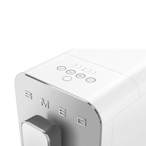 Image of Smeg Automatic Coffee Machine, Original Italian Brand, Patented Smeg White color, One-touch Espresso Maker, 8+ Recipe options, Smart Touch Control, 19 Bar Pressure, Direct Bean to Cup, BCC11WHMEU