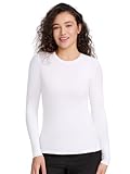 COZYFIT Scrub Undershirts Long Sleeve Women - Underscrub Comfort Tee with Soft Stretch Fabric, White, M