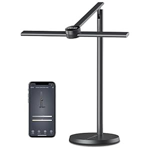 EZVALO Lampe de Bureau LED Intelligente avec Contrôle APP, Lampe de Table Puissante 3 Couleurs avec Luminosité Réglable en Continu, Lampe de Bureau avec Fonction Minuterie pour Lecture, Travail