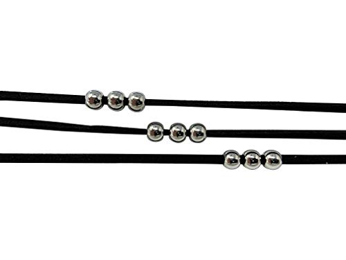 Faux Leather Choker 3 Layer Choker with Silver Beads - Main Image