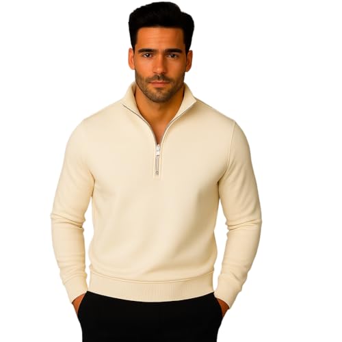 Image of Mack Jonney Men's Fleece Half-Zip High Neck Sweatshirt | Warm & Stylish Winter Wear -M4380