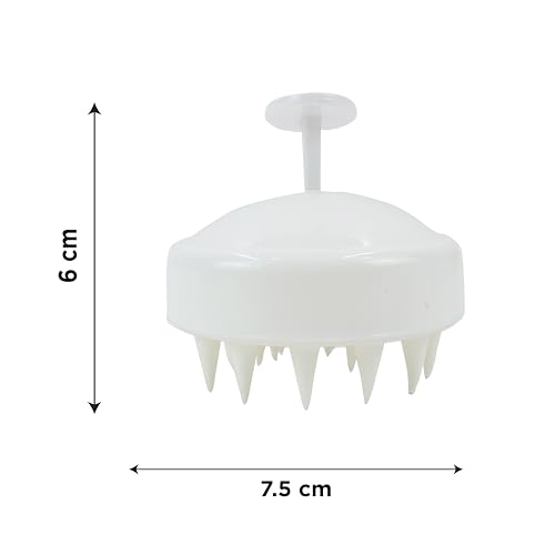 Image of NFI essentials Hair Comb Brush Head Scalp Massager Scrubber, Adults Children Thick /Thin Hair, Mold-Free Solid Silicone for Healthy Hair Growth Dry Scalp Dandruff (White)