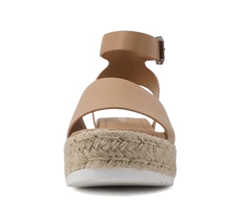 Image of Soda Topic Open Toe Buckle Ankle Strap Espadrilles Flatform Wedge Casual Sandal