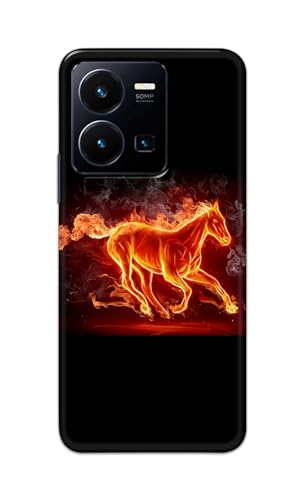Image of PRINTFIDAA Printed Hard Back Cover Case for Vivo Y35 4G | Vivo Y22 Back Cover (Fiery Horse) -112