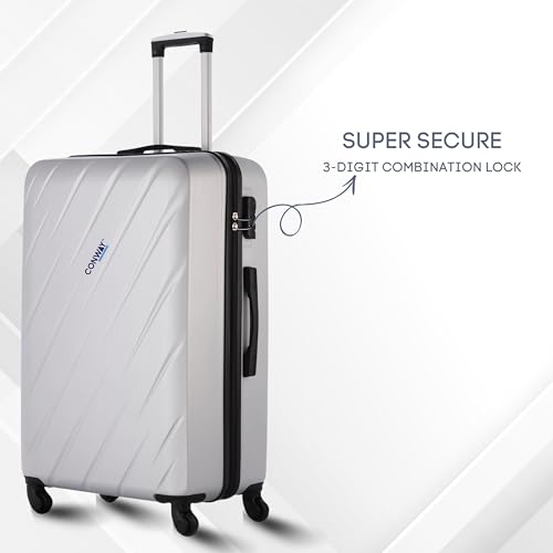 Image of CONWAY Aero 55cm+75 cm (Small+Large), Trolley Bag Set of 2, ABS Hard Case Suitcase, 8 Wheels, TSA Lock, Lightweight Travel Luggage - Silver