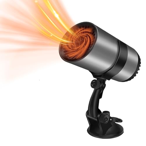 2 In 1 Portable Car Heater and Fan, 2026 New 360° Rotation Plug-in Space Car Heaters for Vehicle for Winter, Upgrade 12V Fast Heating Car Defroster Windshield Heater All-Weather Use (1, Black 12V)