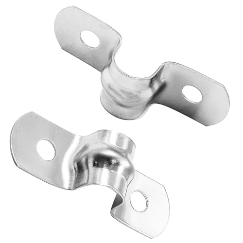 Image of Biaungdo M8 Rigid Pipe Strap, 5 /16 inch Stainless Steel, Silver, 60 Pcs | Two Hole Strap, U Bracket Pipe Clamps, Heavy Duty Conduit Clamps, Tension Tube Clip Cable Clamp Hanger