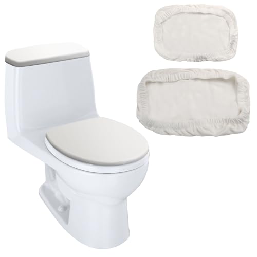 Toilet Lid Cover and Toilet Tank Lid Cover Replacement Toilet Cover with Elastic Bottom for Bathroom Decor Accessories (White)