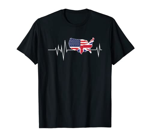 Flag Country Heartbeat British Americans Flags World Map T-Shirt