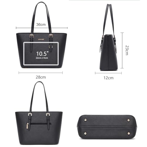 Image of David Jones - Women's Shopper Handbag Medium - Shoulder Bag Tote Bag PU Leather - Bag Everyday Office Work School Travel Shopping - Classic Work Bag Elegant Medium Large