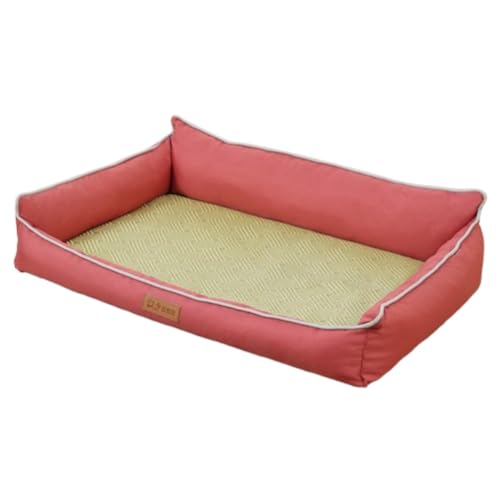 Unlnsiy 犬 ペットベッド 夏用寝袋 ペットソファー ペットクッション 枕付き クールマットネスト クッション性が 高反発 ふわふわ もこもこ 高齢犬 子犬 猫 多頭飼い 取り外せるカバー 滑り止め 中型犬 大型犬 洗える ペット用ベッド (赤,XX