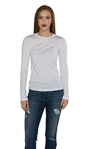 Velvet by Graham & Spencer Women's Gauzy Whisper Classics Longsleeve Tee, White, S