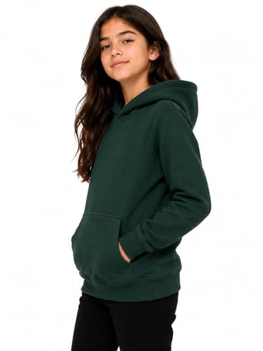Image of Cloth Theory Girls Solid Cotton Fleece Hoodie | Soft Full Sleeve Hooded Sweatshirt with Kangaroo Pocket | Comfortable Casual Winter Wear for Girls | Stylish Everyday Pullover | 7-8 to 13-14 Years