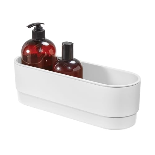 iDesign Adhesive Shower Basket for Bathroom Storage - White
