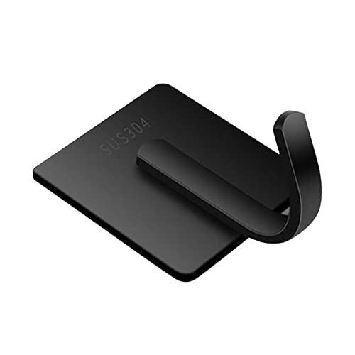 Gancho autoadhesivo toallero de acero inoxidable, gancho de pared, gancho adhesivo sin agujeros, resistente al agua, ideal para techo, baño, cocina, baño (negro) Cover