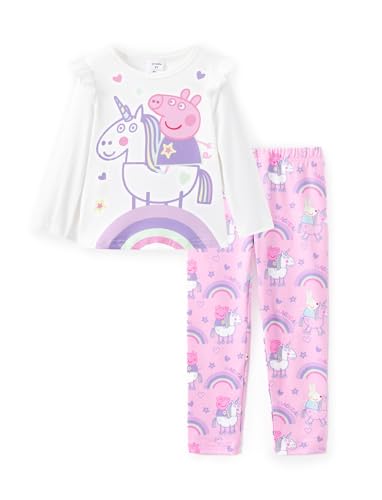 Image of Peppa Pig Girls Pant Sets Ruffle Long Sleeves Top Shirt and Leggings Clothing Set for Toddler Girls Fall Clothes Size 2-6T