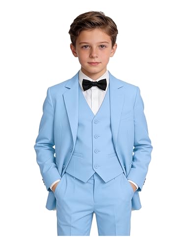 Image of Toddler Suits Slim Fit Suit for Boys,Formal Tuxedo Ring Bearer Outfit Kids Dress Clothes for Wedding,Adjustable Waist