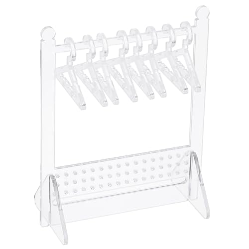 PATIKIL 1 Set Earring Holder with 8 Coat Hanger, Acrylic Earring Holder Organizer Stand Mini Coat Hangers Earring Display Stand Coat Rack with 48 Hole for Studs Long Earrings, Transparent