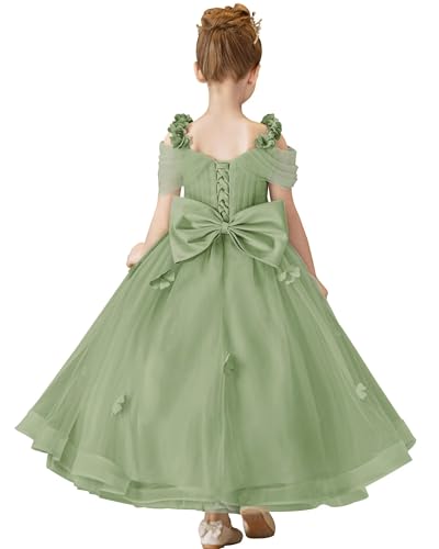 Tulle Flower Girl Dresses for Wedding Floral Appliques First Communion Dress Princess Pageant Ball Gown