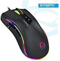 Gaming Mouse SAREPO GT300+ USB Wired 9 Buttons with Macro Software 4000dpi 11 Modes RGB Backlight Detachable Side Wings 1 Mouse in 2 Size Using