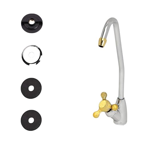 Image of AMPEREUS RO Tap | Premium RO Faucet Tap for Water Purifier | Chrome Finish Stainless Steel Kitchen Sink Faucet with 360 Rotatable, Smooth Flow & Durable Design for Home Kitchen Use (Golden)